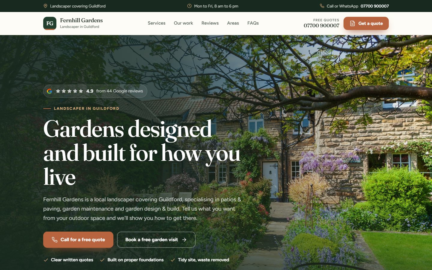 Example landscaper website on a laptop
