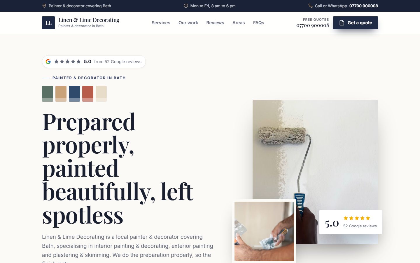 Example decorator website on a laptop