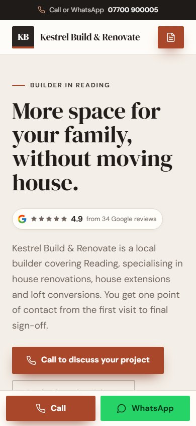 The same website on a phone