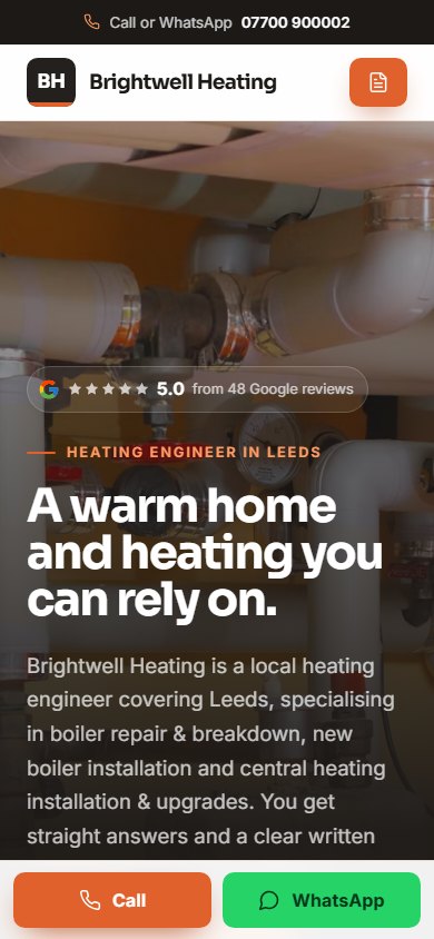 The same website on a phone