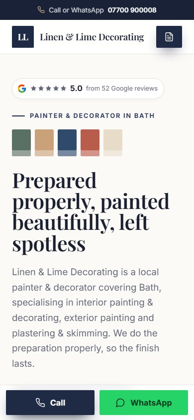 The same website on a phone